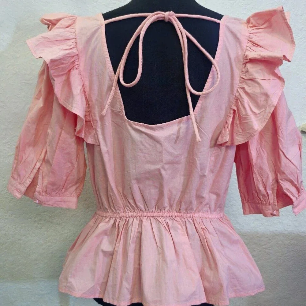 Influence Pink Ruffled Blouse Womens Size 14